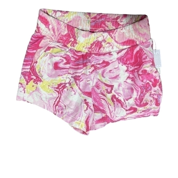 💕Nwt Womens No Boundaries Pink Abstract KNIT SHORTS Elastic Waist Small 3-5 - Picture 3 of 12